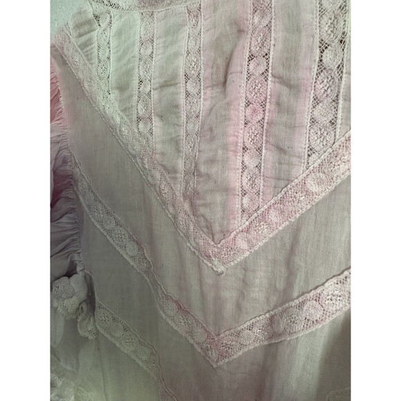 LoveShackFancy  Gwen Dress Multi Tie Dye Pastel Eyelet Lace Ruffles Sz XS - Picture 7 of 9